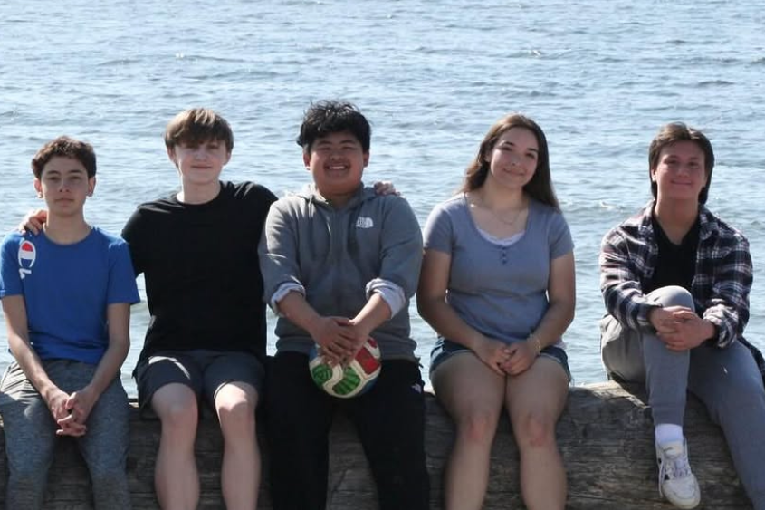 Justin Neillie, Lucas Verbeurgt, Aaron Tran, Angelena Krivoruchko, and Morgan Henderson sit down at the Redondo Bridge after school. “I enjoyed walking along the beach with my friends and listening to the waves,” commented Angelena Krivoruchko.